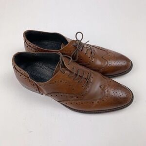 Vintage Cafe Noir Vero Cuoio Brown Leather Lace Up Oxford Mens Dress Shoes 42 9